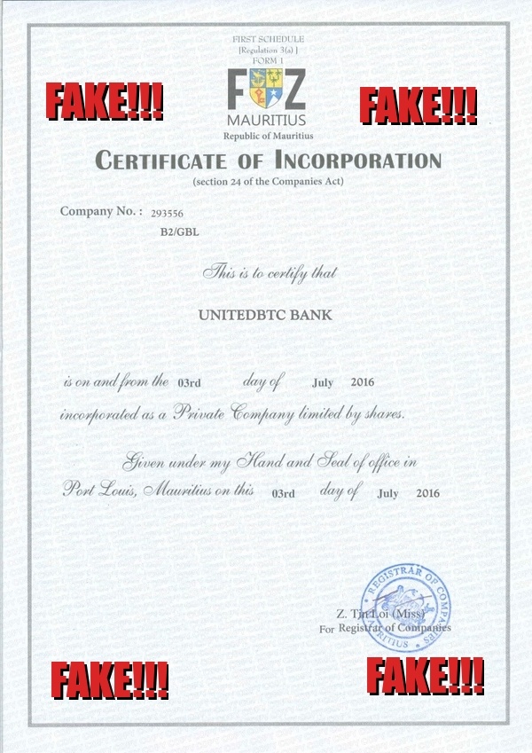 United BTC Bank лицензия