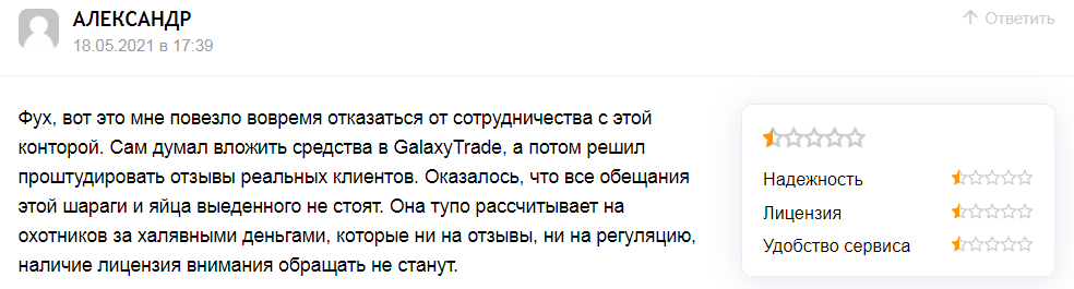GalaxyTrade отзывы